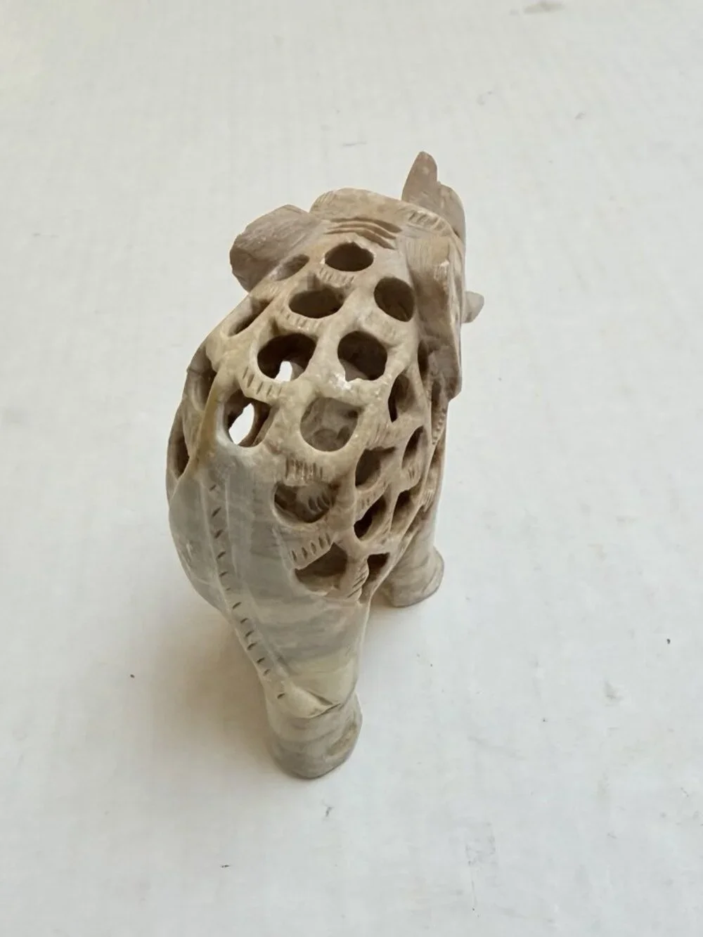 Vintage Hand Carved Soapstone Mother Elephant and Baby Figurine Decor Gift